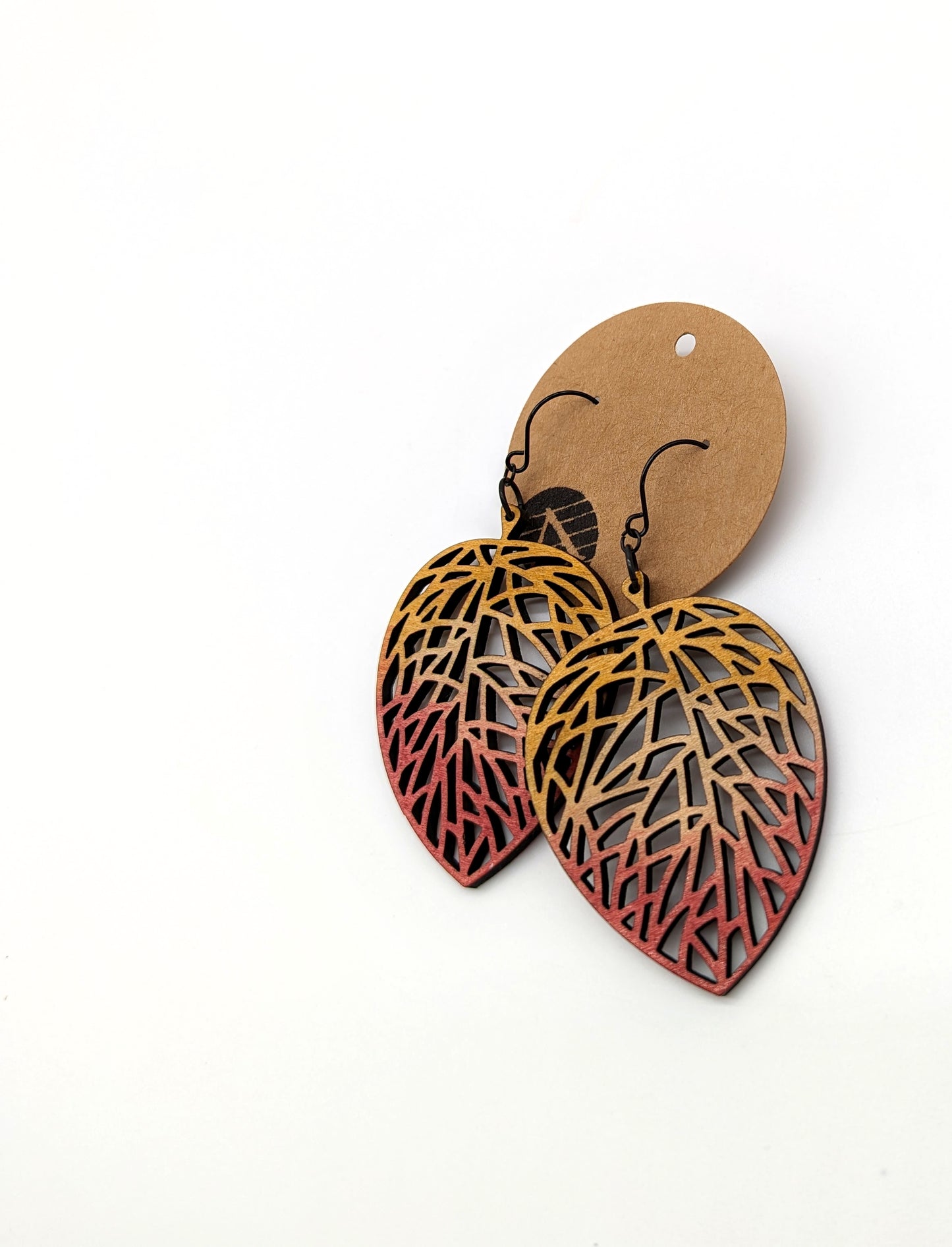 Hand Painted Watercolor Leaf Pendants