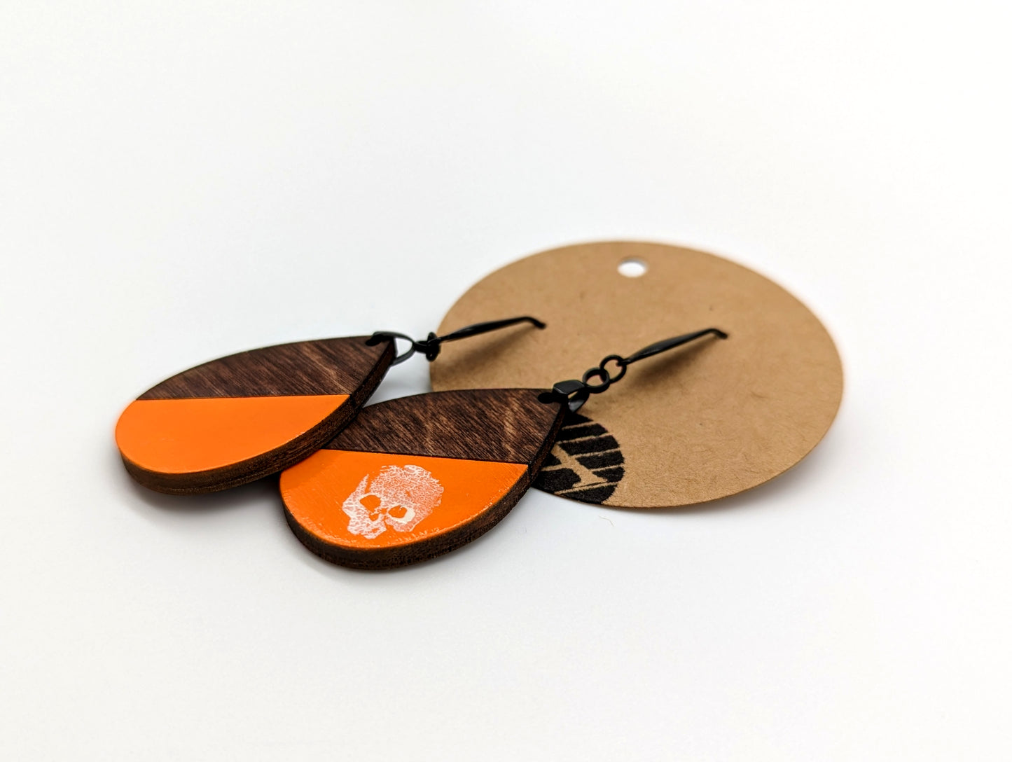 Hand-painted Enamel on Wooden Teardrop Pendants