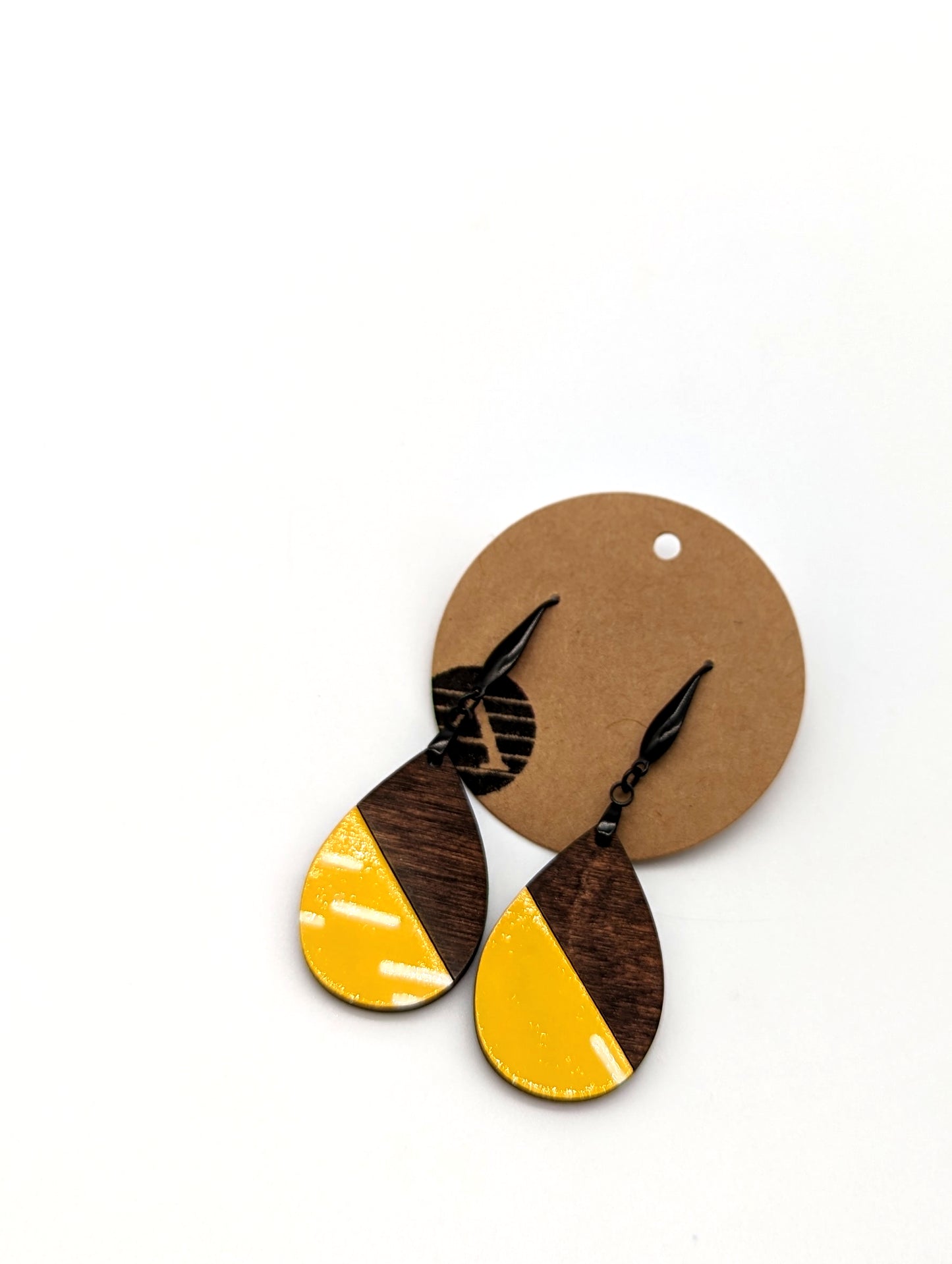 Hand-painted Enamel on Wooden Teardrop Pendants