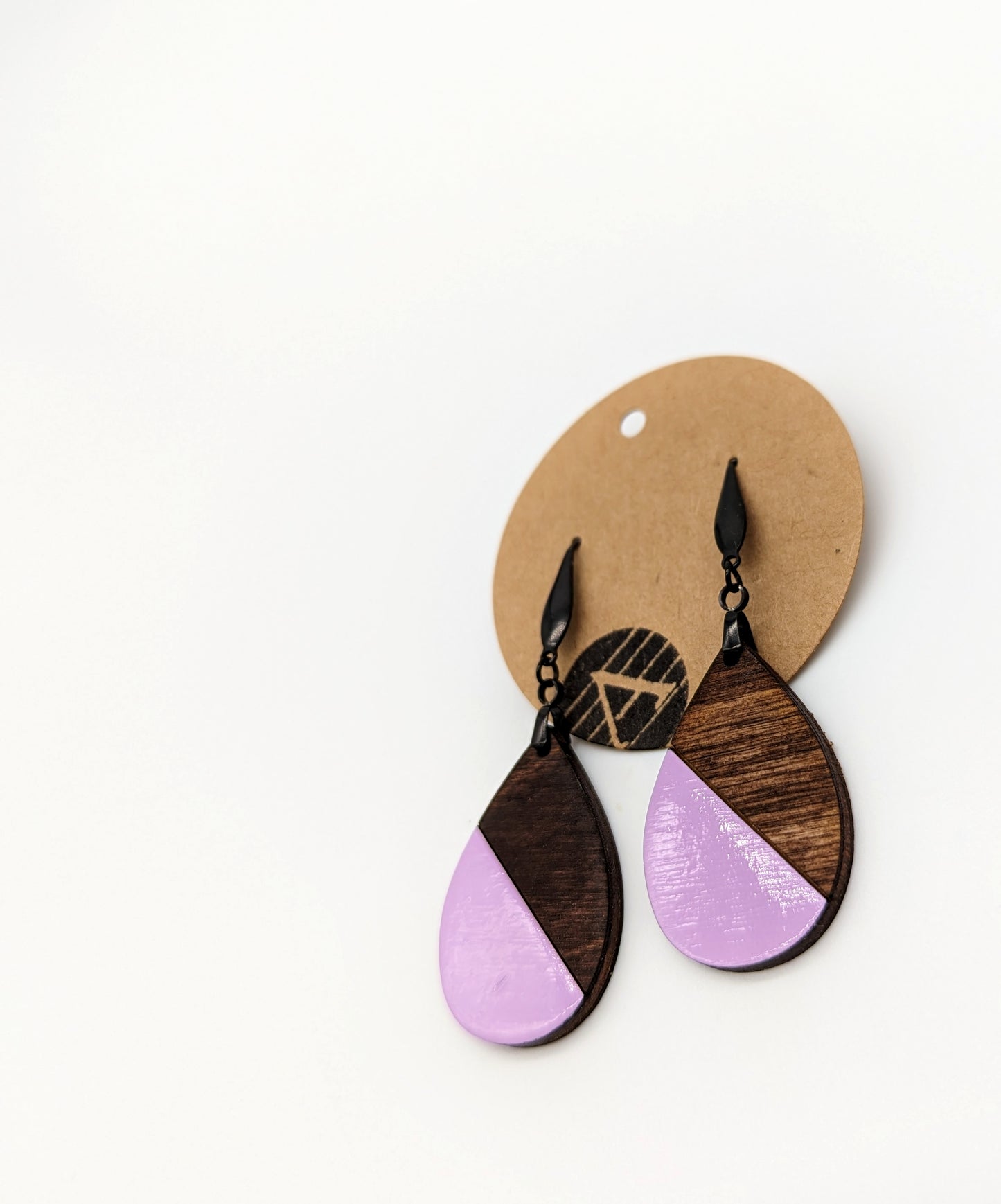 Hand-painted Enamel on Wooden Teardrop Pendants