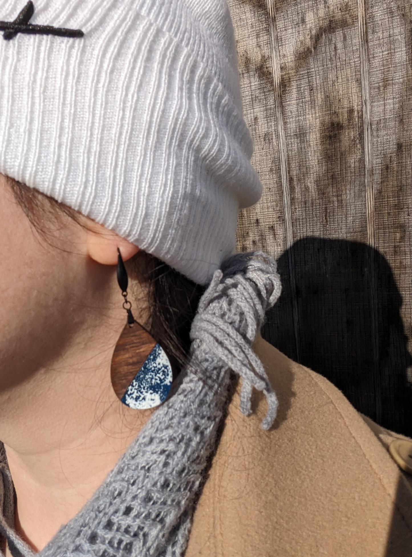 Hand-painted Enamel on Wooden Teardrop Pendants