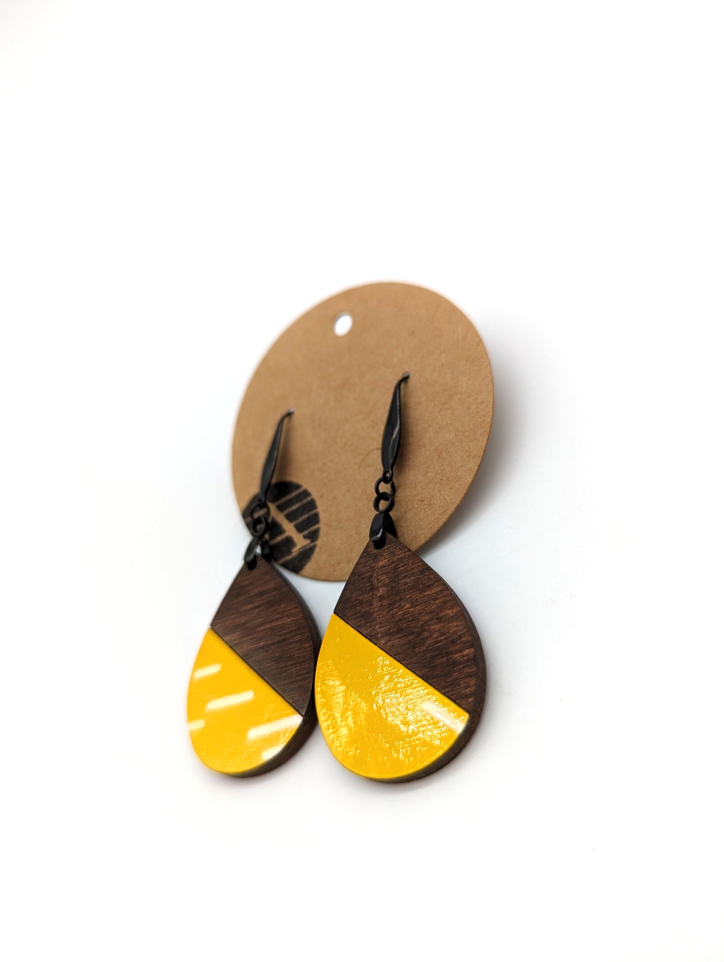 Hand-painted Enamel on Wooden Teardrop Pendants